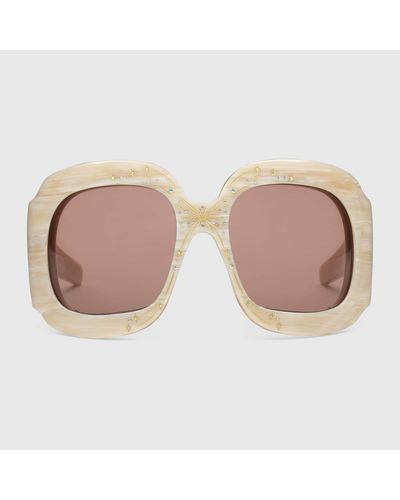 Gucci Übergroße Sonnenbrille mit eckigem Rahmen - Weiß