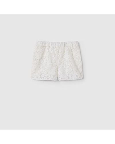 Gucci Shorts In Pizzo Floreale - Bianco
