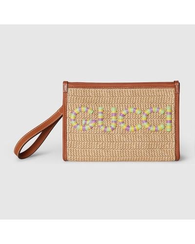 Gucci Pouch With Logo - Natural