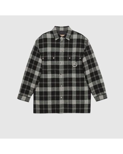 Gucci Camisa De Franela A Cuadros, Talla - Negro