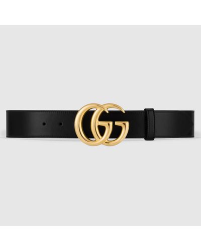 Gucci GG Marmont Gürtel Aus Leder Mit Glänzender Schnalle - Schwarz