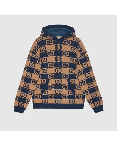 Gucci GG Cotton Jacquard Hooded Jumper - Brown