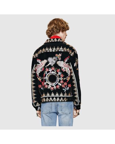 gucci corduroy jacket with buttons embroidery