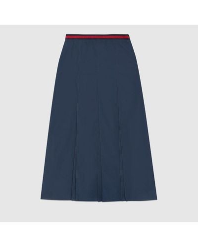 Gucci Cotton Poplin Skirt With Web - Blue