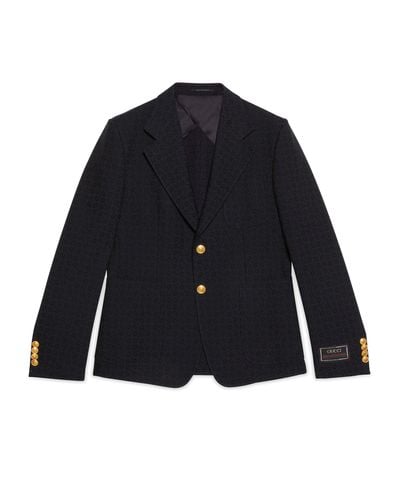 Gucci Veste élégante en laine et coton avec Mors - Bleu