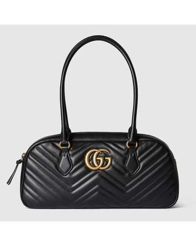 Gucci Mittelgroße GG Marmont Henkeltasche - Schwarz