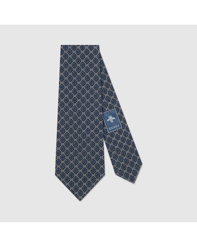 Gucci Corbata de seda con motivo GG y rombos - Azul