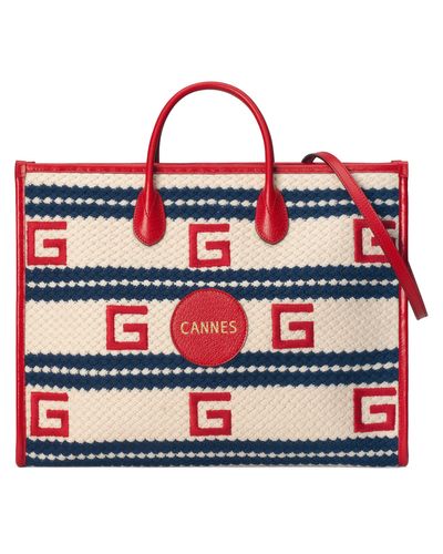 Gucci Cabas à rayures cannes - Rouge