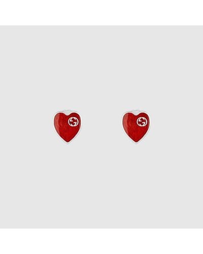 Gucci Heart Ohrringe mit GG - Rot