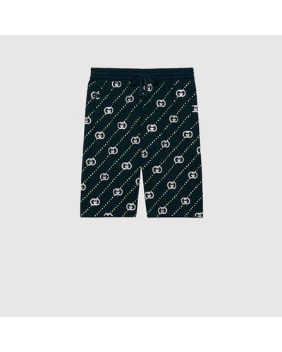 Gucci Shorts Aus Baumwolljersey Mit Kristallen - Grün