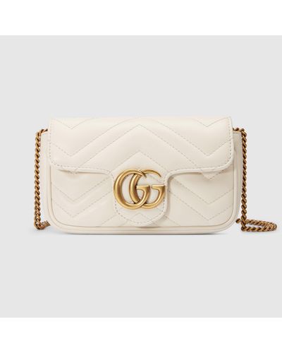 Gucci GG Marmont Mini Chain Wallet Bag - Natural