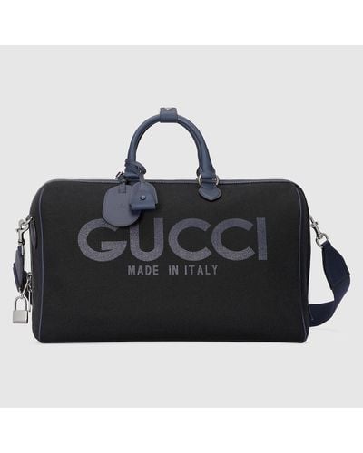 Gucci Bolsa de Viaje con Motivo Tamaño Grande - Negro