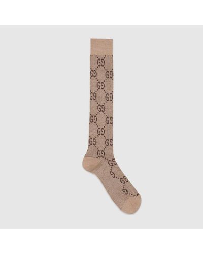 Gucci Lamé GG Socks - Brown