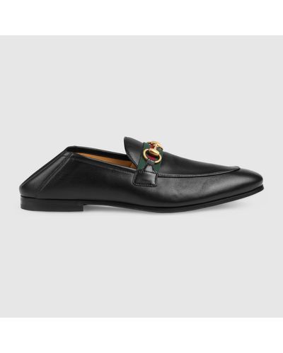 Gucci Leather Horsebit Loafer With Web - Black