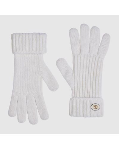 Gucci Wool Cashmere Gloves With Double G - White