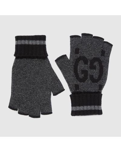 Gucci GG Cashmere Fingerless Gloves - Black