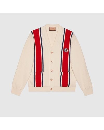 Gucci Knit Cotton Cardigan With Patch - Red