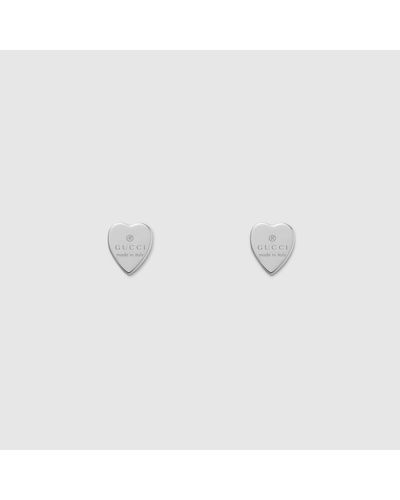Gucci Heart Trademark Stud Earrings - Mettallic