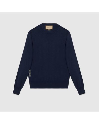 Gucci Wool Jumper With Embroidery - Blue