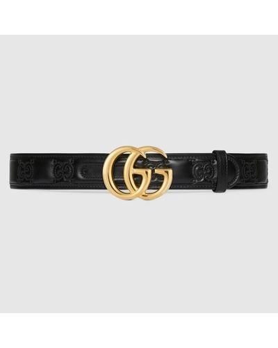 Gucci Cintura Larga GG Marmont In Pelle Matelassé - Nero