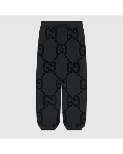Gucci Monogram-pattern Relaxed-fit Cotton-jersey jogging Bottoms X - Black