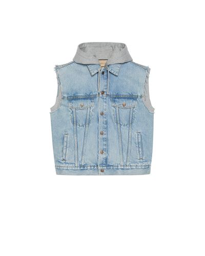 Gucci Hooded Vest With 'hollywood Babylon' - Blue