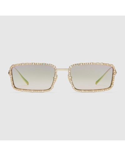 Gucci Sonnenbrille Mit Rechteckigem Rahmen - Mettallic