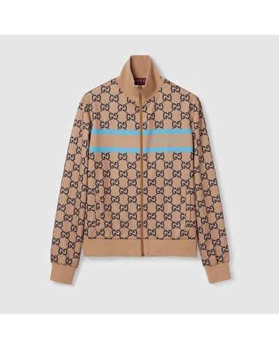 Gucci Technical Jersey GG Print Zipped Jacket - Brown