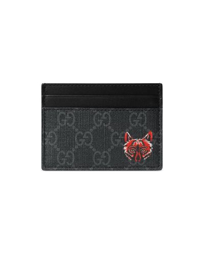 Gucci Leather GG Card Case With Wolf Head in Black for Men - Lyst
