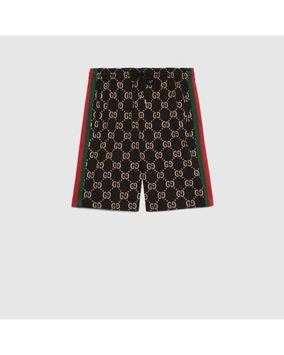 Gucci Shorts de Chándal de Punto de Algodón con GG - Negro