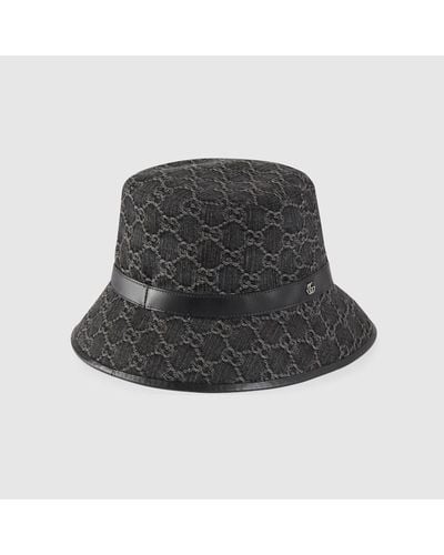 Gucci Sombrero Tipo Pescador de Denim con GG - Negro