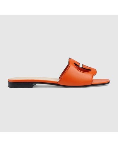 Gucci Sandalo Slider Con Dettaglio Incrocio GG Cut-out - Arancione