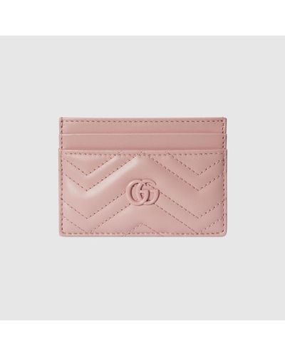 Gucci Porte-cartes Matelassé GG Marmont - Rose