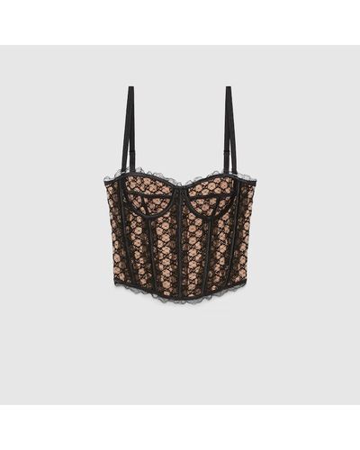 Gucci Corset En Résille GG - Marron