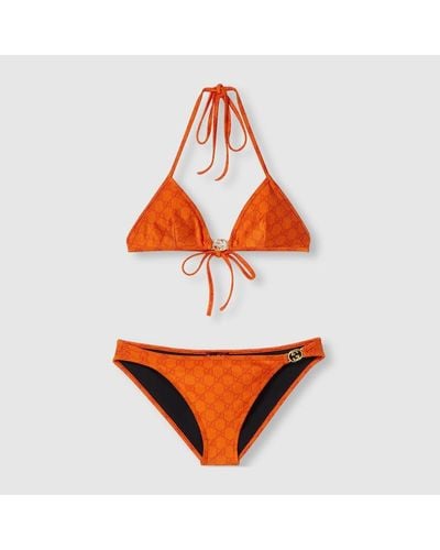Gucci Bikini de Punto Elástico con GG - Naranja
