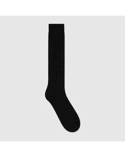 Gucci Knit Silk Wool Socks - Black