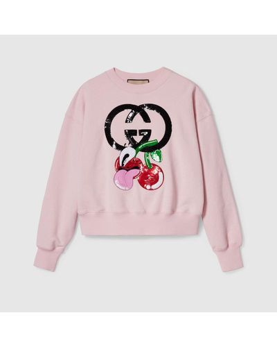 Gucci Sweat-shirt En Jersey De Coton Avec Broderie - Rose