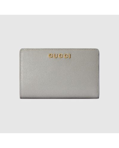 Gucci Brieftasche Mit Schriftzug - Grau