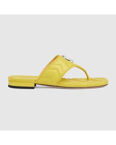 Gucci Double G Thong Sandal - Yellow