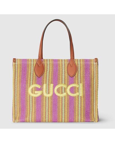 Gucci Medium Tote Bag With Patch - Pink