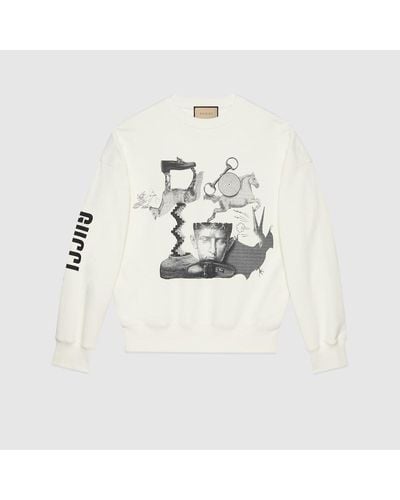 Gucci Heritage Print Cotton Sweatshirt - White
