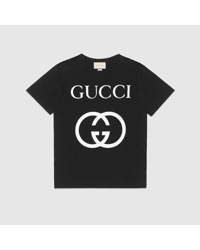 Gucci Oversize T-shirt With Interlocking G Black