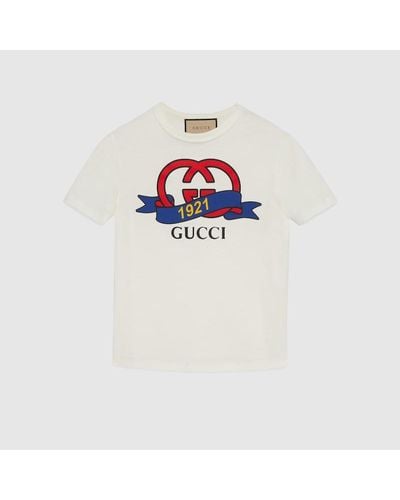 Gucci T-shirt En Coton À Motif GG 1921 - Blanc