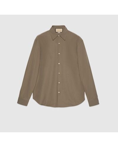 Gucci Cotton Poplin Shirt With Embroidery - Green