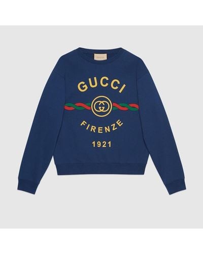 Gucci Cotton ' Firenze 1921' Sweatshirt - Blue