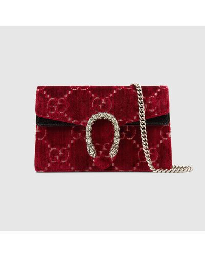 Gucci Dionysus Super-Mini-Tasche aus GG Samt - Rot