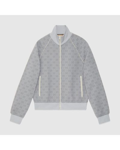 Gucci GG Nylon Jacquard Zip Jacket - Grey