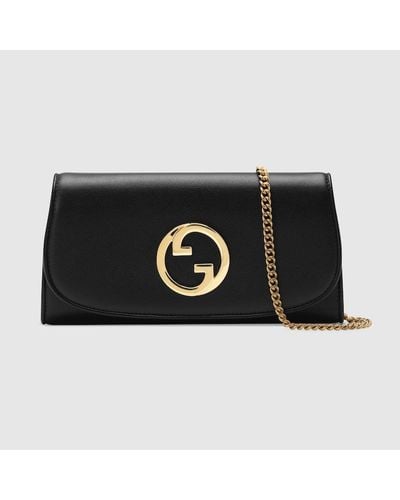 Gucci Blondie Continental Brieftasche mit Kettenriemen - Schwarz