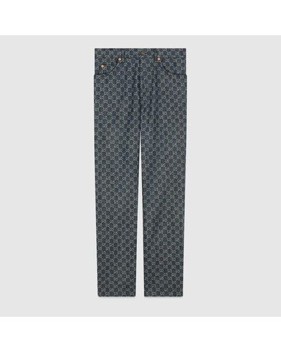 Gucci Pantalón de Denim con Lavado Ecológico y GG - Azul