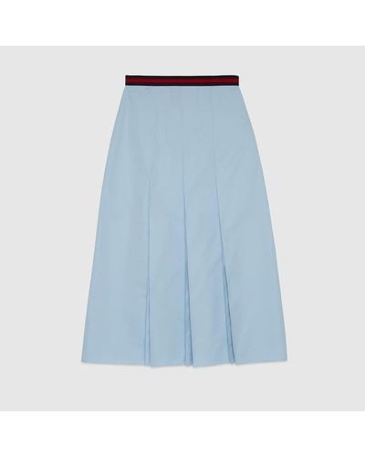 Gucci Heavy Cotton Poplin Skirt - Blue